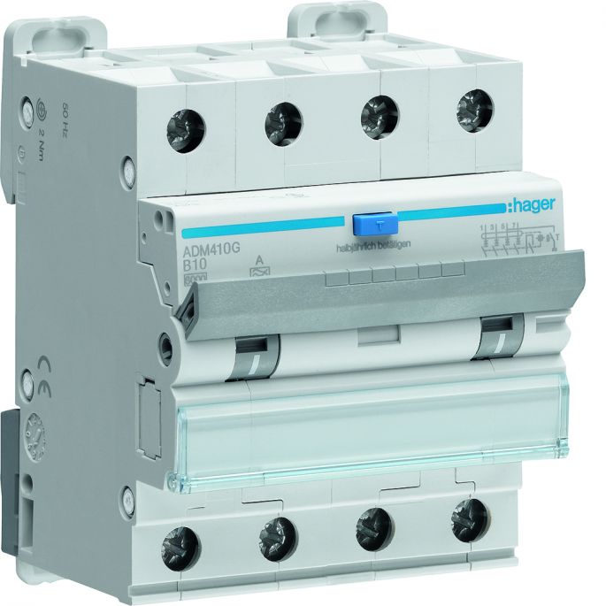 Hager aardlekautomaat / 3-polig + nul, 30mA, B10A / ADM410G
