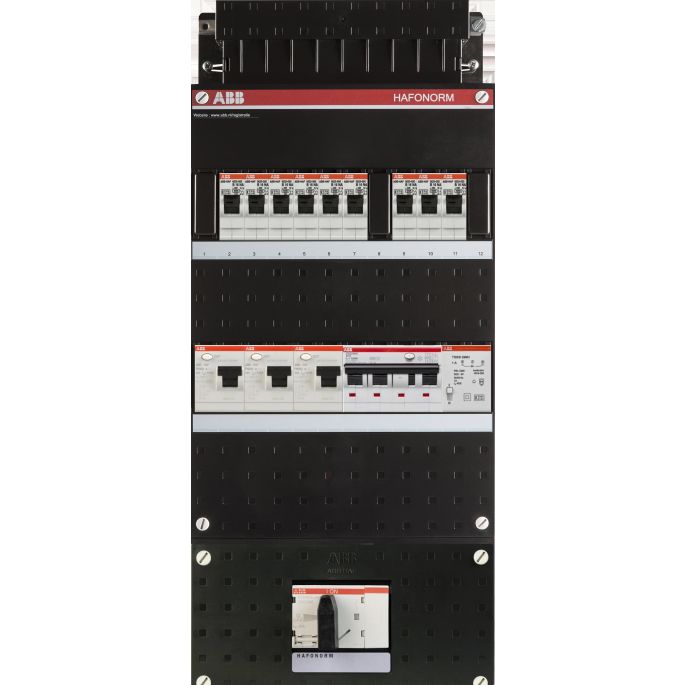 Groepenkast ABB Hafonorm | 10 Groepen 9 x Lichtgroepen 1 x Aardlekautomaat + Beltrafo | 3 Fase | HAD333333-222+HS404C