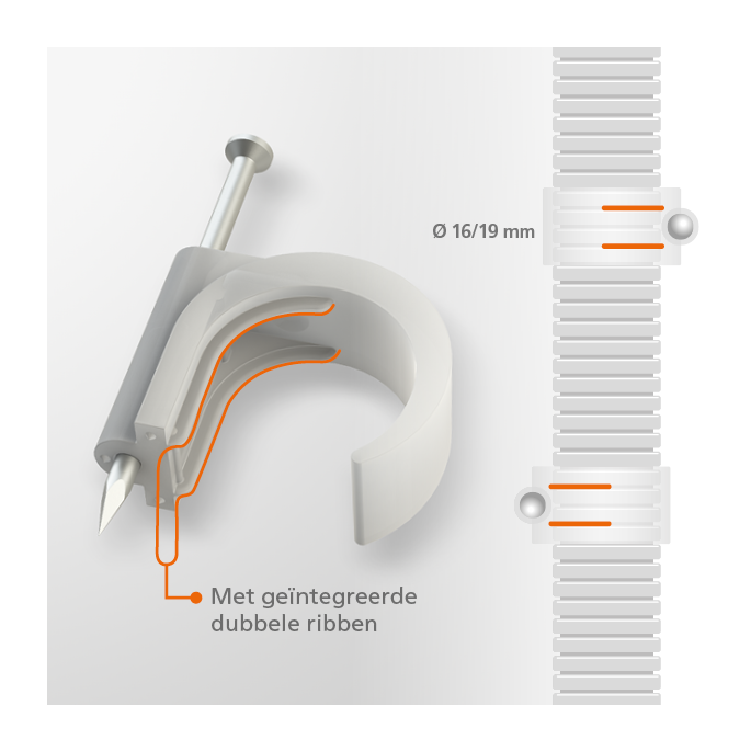 JMV spijkerclip voor flexbuis - 16/20 mm transparant - 600 stuks