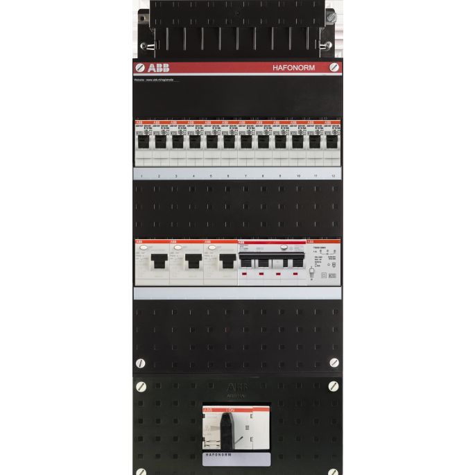 Groepenkast ABB Hafonorm | 13 Groepen 12 x Lichtgroepen 1 x Aardlekautomaat + Beltrafo | 3 Fase | 1SPF006907F1769