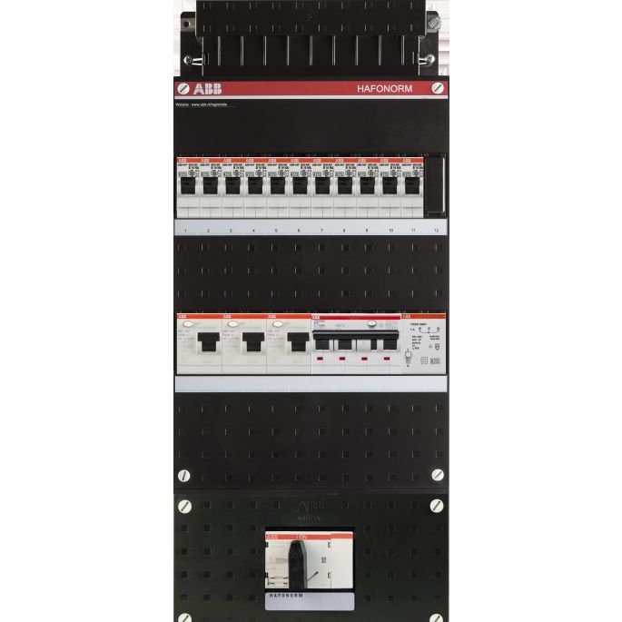 Groepenkast ABB Hafonorm | 12 Groepen 11 x Lichtgroepen 1 x Aardlekautomaat + Beltrafo | 3 Fase | HAD343433-222+HS404CT