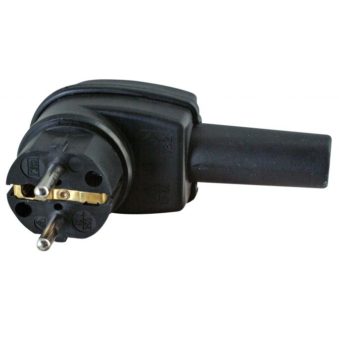 KOPP 178216009 | Volrubber haaks geaarde stekker zwart 16A/250V IP44 | 178216009