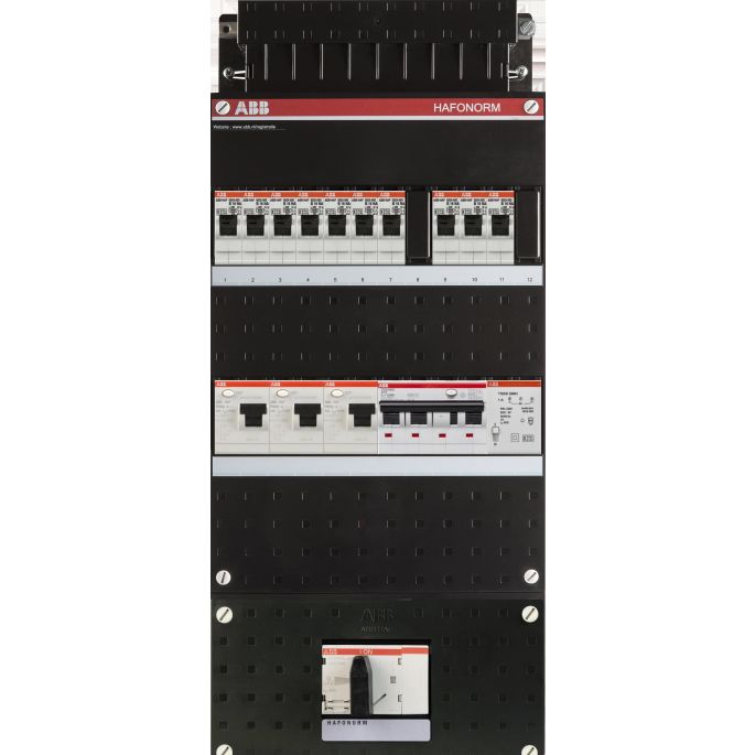 Groepenkast ABB Hafonorm | 11 Groepen 10 x Lichtgroepen 1 x Aardlekautomaat + Beltrafo | 3 Fase | HAD343333-222+HS404CT