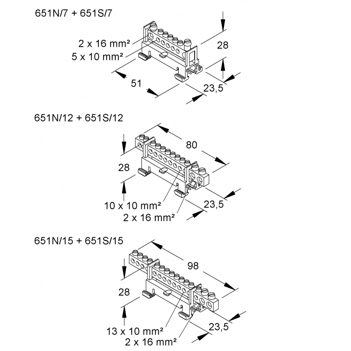 KLEINHUIS 651S/12 RAILAARDKLEM 12V