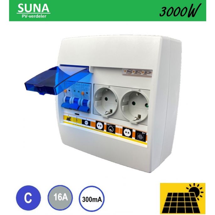 SEP PV-verdeler SUNA 3000W / 2x aardlekautomaat en 2x WCD / PV-30C16V2