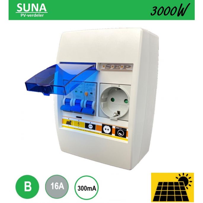 SEP PV-verdeler SUNA 3000W / 2x aardlekautomaat en 1x WCD / PV-30B16V1