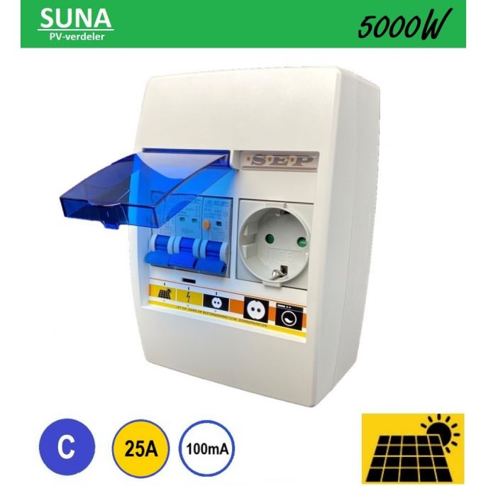 SEP PV-verdeler SUNA 5000W / 2x aardlekautomaat en 1x WCD / PV-10C25V1