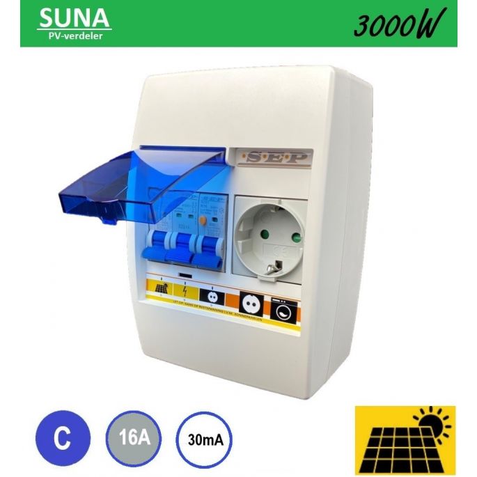 SEP PV-verdeler SUNA 3000W / 2x aardlekautomaat en 1x WCD / PV-03C16V1