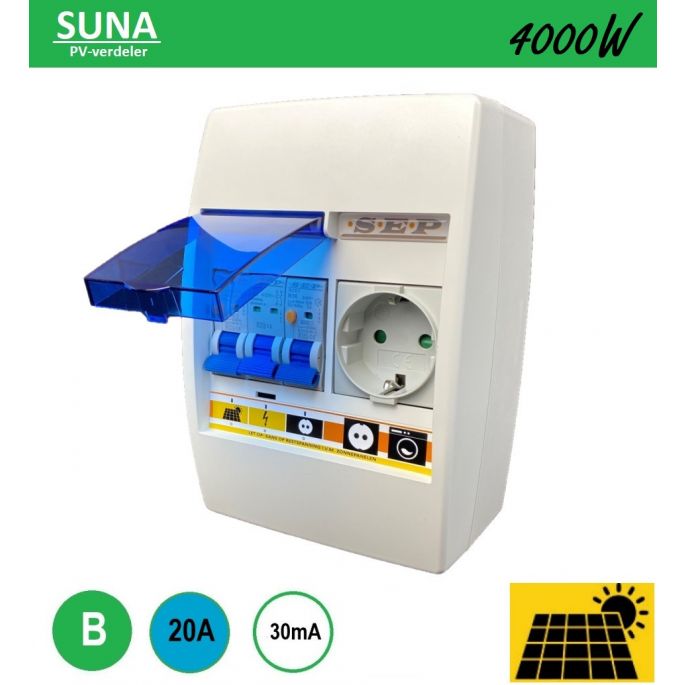 SEP PV-verdeler SUNA 4000W / 2x aardlekautomaat en 1x WCD / PV-03B20V1