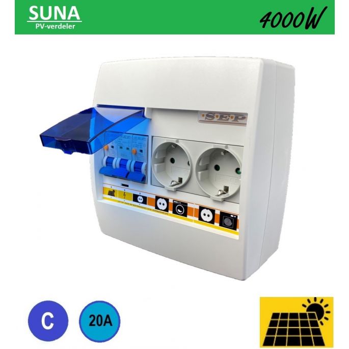 SEP PV-verdeler SUNA 4000W / 1x installatieautomaat, 1x aardlekautomaat en 2x WCD / PV-00C20V2