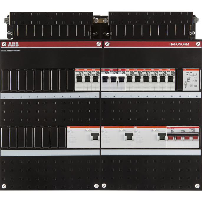 Groepenkast ABB Hafonorm | 10 Groepen 9 x Lichtgroepen 1 x Krachtgroep + Beltrafo | 3 Fase | 1SPF006908F2701