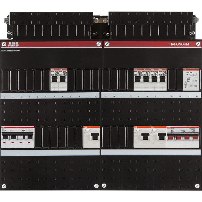 Groepenkast ABB Hafonorm | 7 Groepen 6 x Lichtgroepen 1 x Aardlekautomaat + Beltrafo | 3 Fase | 1SPF006907F2773