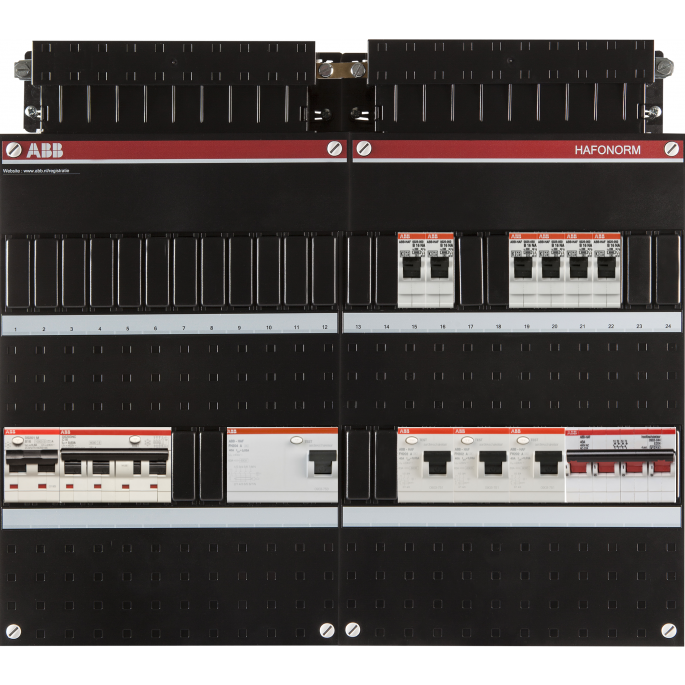 ABB Hafonorm PV-EV-WP-Groepenkast | HS 40A - 4 x ALS 63A 30mA - 6 groepen - 1 x ALA B16 300mA - 1 x ALA C16 30mA | 3-Fase | 1SPF006972F0050