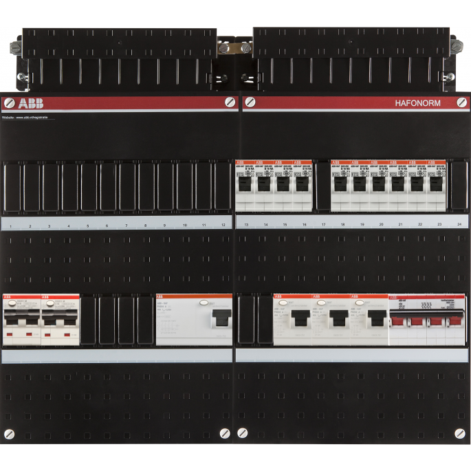 ABB Hafonorm PV-WP-Groepenkast | HS 40A - 10 groepen 4 x ALS 63A - 1 x ALA B16 300mA - 1 x ALA C16 30mA | 3-Fase | 1SPF006972F0040