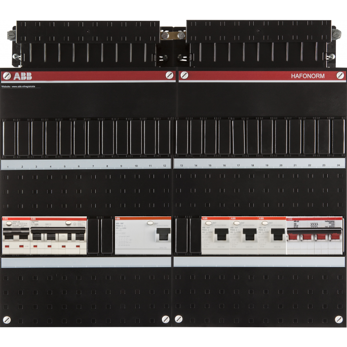 ABB Hafonorm PV-EV-WP-Groepenkast | HS 40A - 4 x ALS 63A 30mA - 0 groepen - 1 x ALA B16 300mA - 1 x ALA C16 30mA | 3-Fase | 1SPF006972F0008