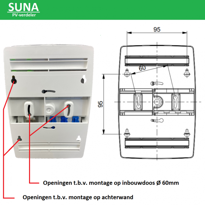 SEP PV-verdeler SUNA 4000W / 2x aardlekautomaat en 1x WCD / PV-30B20V1