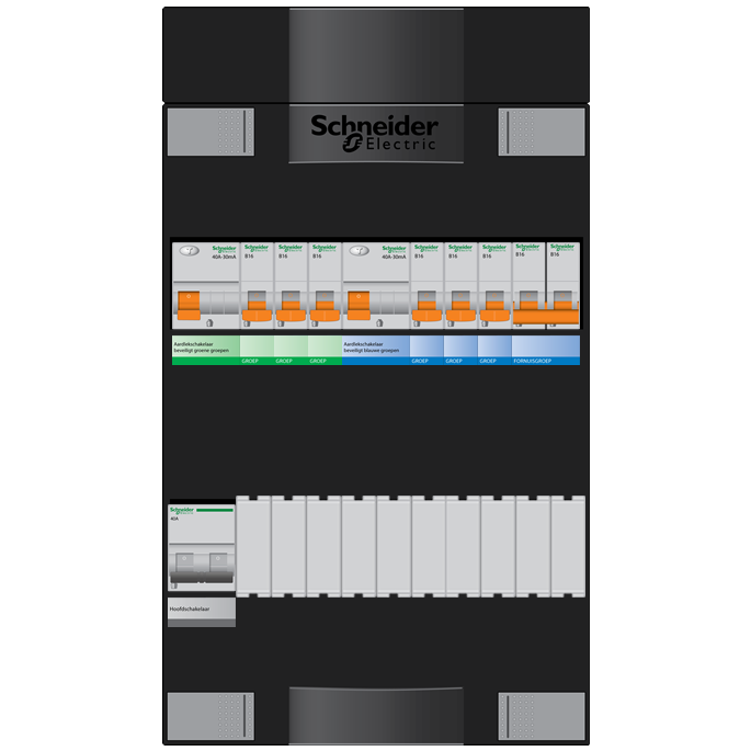 Schneider groepenkast 1 fase met 6 groepen en fornuisgroep ADVG23234FH1