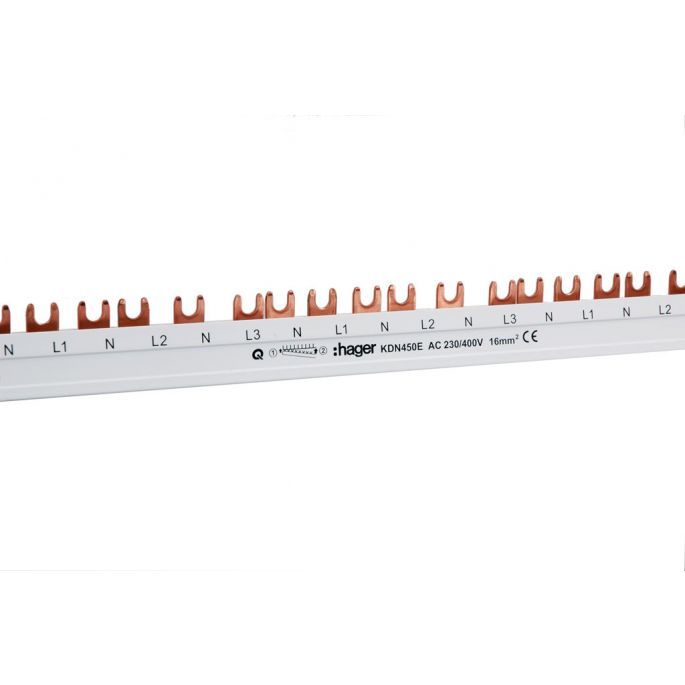 Hager Kamrail - Aansluitrail voor 14 apparaten 3P+N/4P - KDN450E