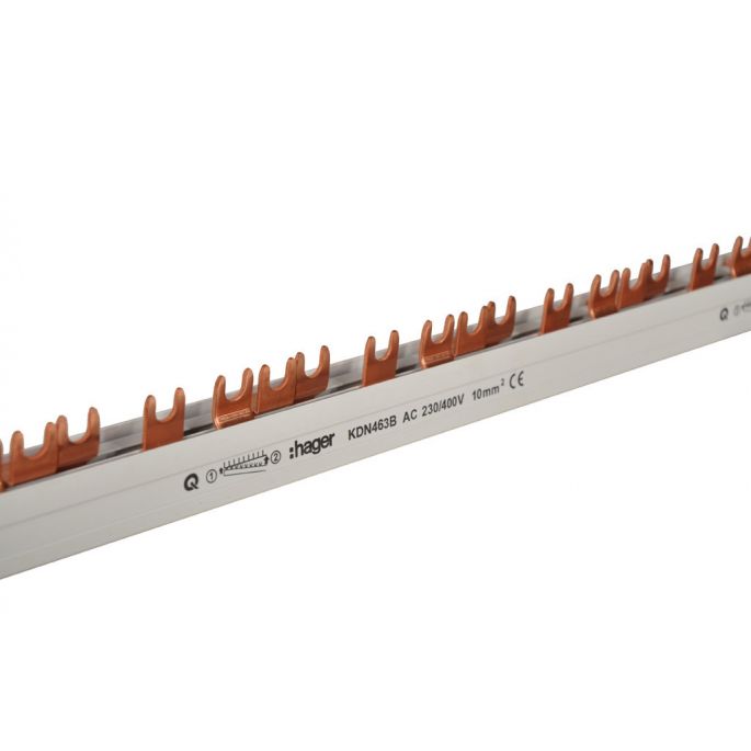 Hager Kamrail - Doorverbindingsrail 4-polig, 56 modulen, 63 A - KDN463B