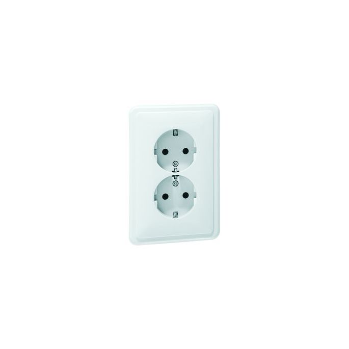 Peha | Wandcontactdoos randaarde 2-voudig | Standaard Glanzend Wit | 80.6412.02