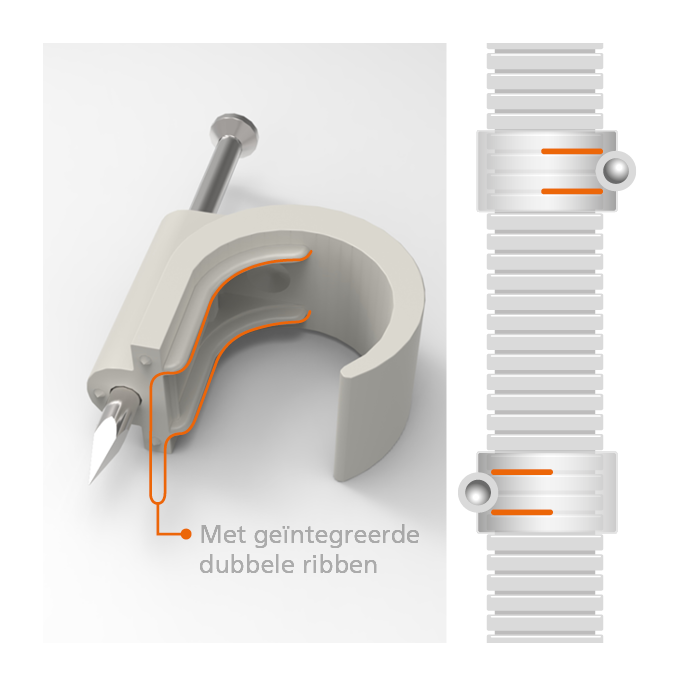 JMV spijkerclip voor flexbuis - 16/20 mm grijs - 600 stuks