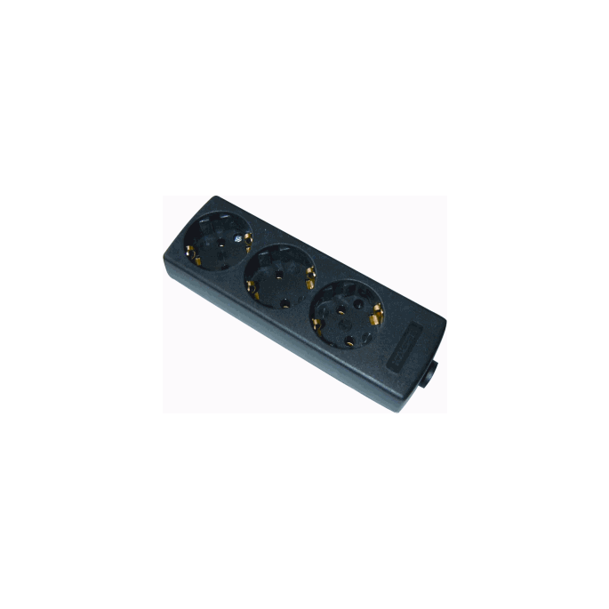 KAISER 1047/SW - Stekkerdoos met 3 contacten 45° gedraaid zwart - 1047/SW