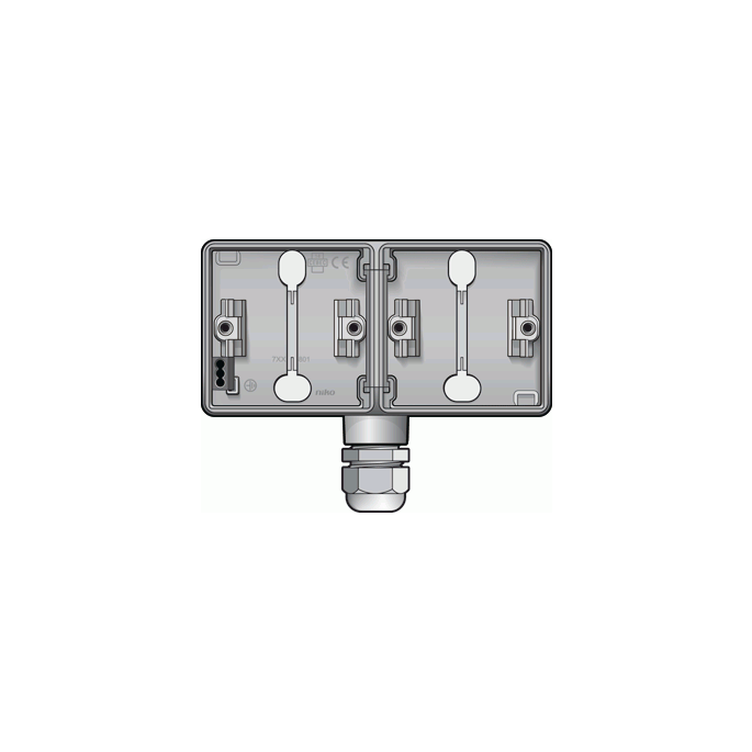 Niko Hydro grijs | Horizontale opbouwbak 2-voudig met 1x M20 ingang | 700-84851
