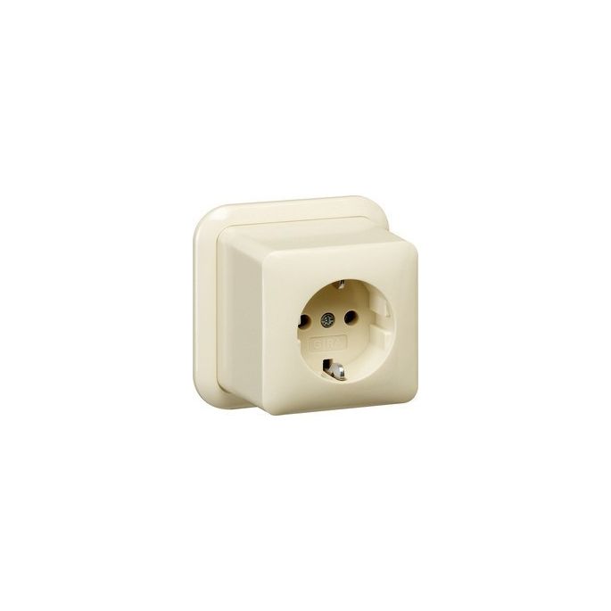 Gira | wandcontactdoos met randaarde | Opbouw Crème | 044010