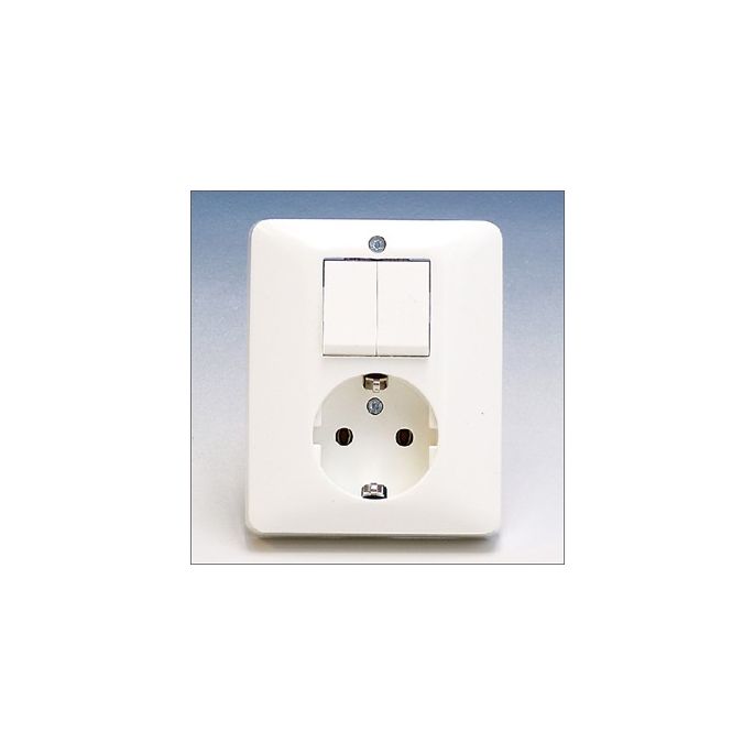 Peha | Combinatie serieschakelaar/wandcontactdoos randaarde | Standaard Glanzend Wit | 80.6685.02