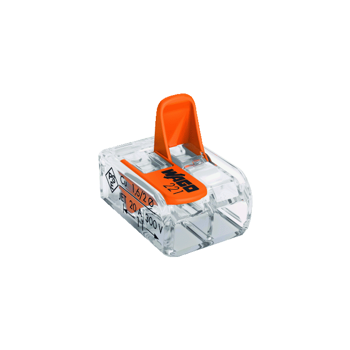 WAGO 221-412 / Lasklem 2-voudig + hendel / 0.14 - 4mm²