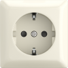 Busch-Jaeger | Wandcontactdoos met randaarde, kinderbeveiliging en steekklemmen | Opbouw crème | 20 EAPBJ-522 | 2TKA00005528