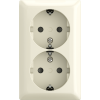 Busch-Jaeger | 2x wandcontactdoos met randaarde en kinderbeveiliging | Opbouw crème | 202 EAPBJ-522 | 2TKA00005532