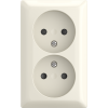Busch-Jaeger | 2x wandcontactdoos zonder randaarde met kinderbeveiliging | Opbouw crème | 202 APBJ-522 | 2TKA00005534