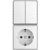 Busch-Jaeger | Combinatie wandcontactdoos met randaarde, kinderbeveiliging en serieschakelaar | Opbouw wit | 2601/5/20 EAPBJ-524 | 2TKA00005538