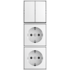 Busch-Jaeger | Combinatie 2x wandcontactdoos met randaarde, kinderbeveiliging en serieschakelaar | Opbouw wit | 2601/5/20/2 EAPBJ-524 | 2TKA00005546