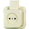 Busch-Jaeger | Wandcontactdoos zonder randaarde | Opbouw Crème | 2300 APJ