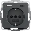 Gira / wandcontactdoos met randaarde, kinderbeveiliging en USB A/C aansluiting / antraciet / 245928