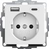 Gira / wandcontactdoos met randaarde, kinderbeveiliging en USB A/C aansluiting / zuiver wit mat / 245927