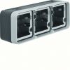 BERKER 6019303505 / Opbouwbehuizing 3-voudig horizontaal / W.1 Grijs