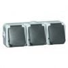 PEHA 6633 WAB - Wandcontactdoos 3-voudig horizontaal + randaarde (compleet)