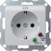 Gira | Wandcontactdoos met randaarde en overspanningsbeveiliging met tekstveld | Systeem 55 Grijs | 0451015