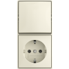 Busch-Jaeger | Combinatie wandcontactdoos met randaarde, kinderbeveiliging en wisselschakelaar | Opbouw crème | 2601/6/20 EAPBJ-522 | 2TKA00005537