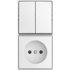 Busch-Jaeger | Combinatie wandcontactdoos zonder randaarde met kinderbeveiliging en serieschakelaar | Opbouw wit |  2601/5/20 APBJ-524 | 2TKA00005542
