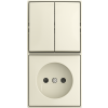 Busch-Jaeger | Combinatie wandcontactdoos zonder randaarde met kinderbeveiliging en serieschakelaar | Opbouw creme | 2601/5/20 APBJ-522 | 2TKA00005543