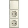 Busch-Jaeger | 2x wandcontactdoos met randaarde, kinderbeveiliging en serieschakelaar | Opbouw crème | 2601/5/20/2 EAPBJ-522 | 2TKA00005547