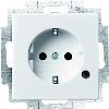 Busch-Jaeger | Wandcontactdoos met randaarde en LED controleverlichting | Future linear glanzend wit | 20 EUCBL-84
