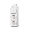 Busch-Jaeger | Combinatie serieschakelaar / 2 x wandcontactdoos met randaarde | Opbouw Wit | 2601/5/2300/2EAPJW