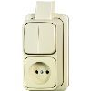 Busch-Jaeger | Combinatie serieschakelaar/wandcontactdoos zonder randaarde | Opbouw Crème | 2601/5/2300 APJ