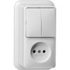 Gira | Combinatie 2-polige serieschakelaar/wandcontactdoos zonder randaarde | Opbouw Wit | 047511