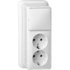 Gira | combinatie wisselschakelaar / 2x wandcontactdoos | Opbouw Crème | 018610
